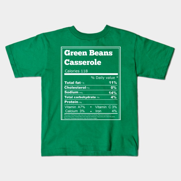 green beans casserole nutrition Kids T-Shirt by Flipodesigner